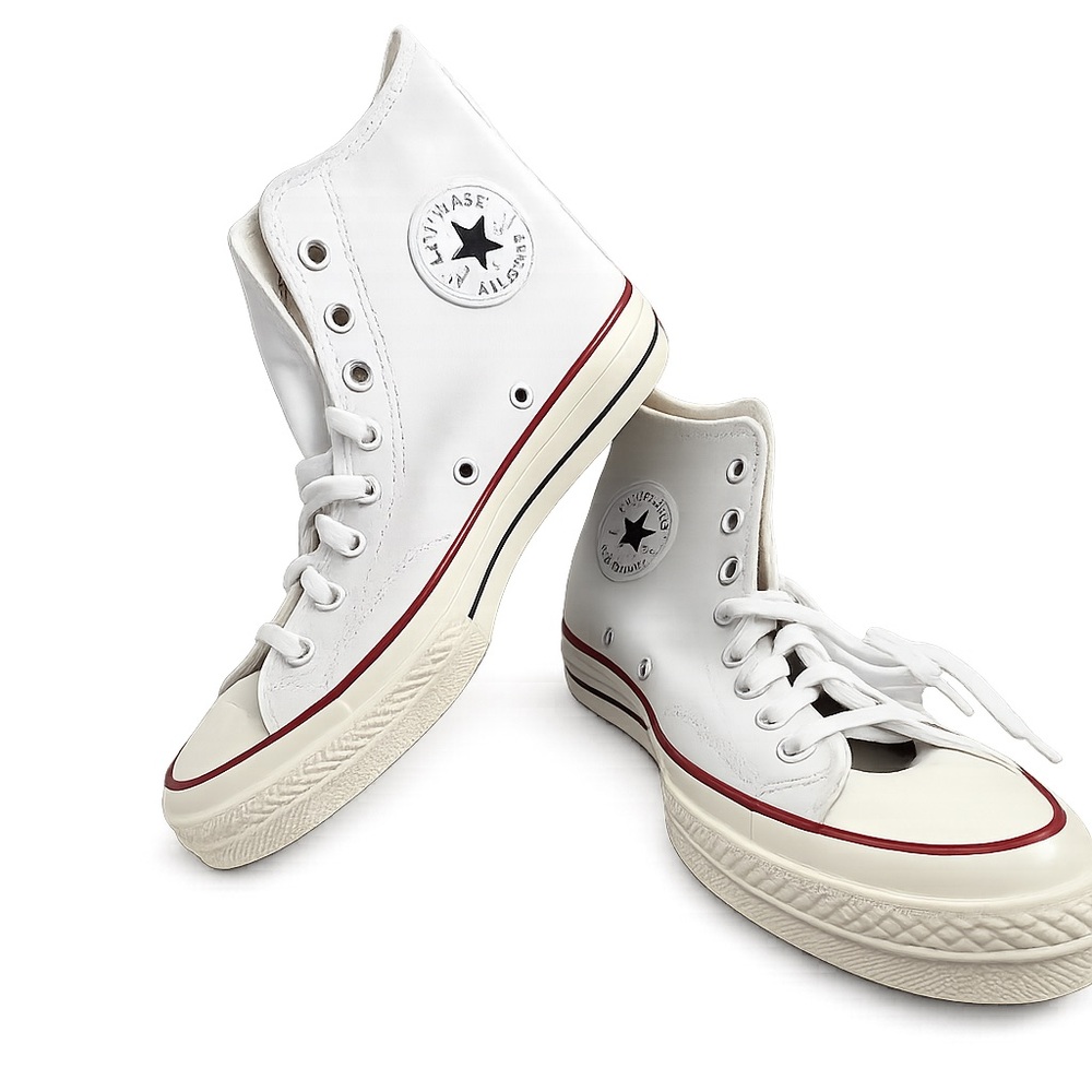 Converse Women's White High-Top Sneakers with Red Accents